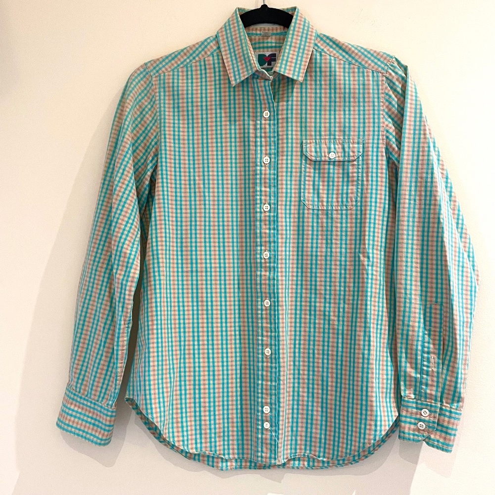 Diane Von Furstenberg‎ Vintage Button Long Sleeve Plaid Blouse Mature Modest
